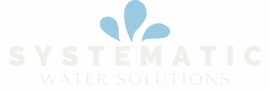A blue and white logo of the company stema water solutions.